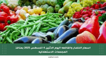 أسعار الخضار والفاكهة اليوم الأثنين 4 أغسطس 2025 بمنافذ المجمعات الاستهلاكية